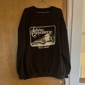 SABRINA CARPENTER HOODIE FROM SHORT N SWEET TOUR Brown Graphic  Sweater